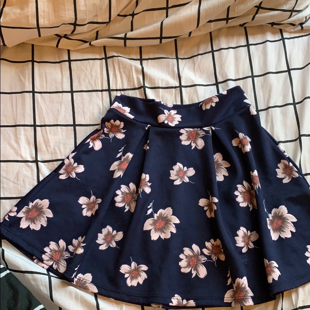 Floral blue skater skirt